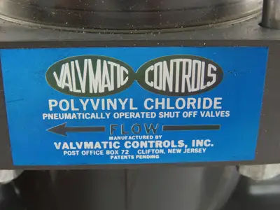 Valvmatic EE125V 1 1/4" Shutoff Valve Double Action Pneumatic Powered PVC
