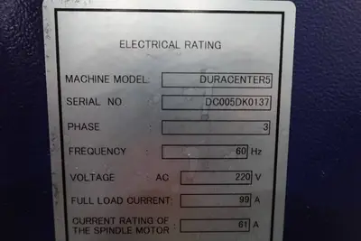 Mori Seiki Duracenter 5 3-Axis Vertical Machining Center