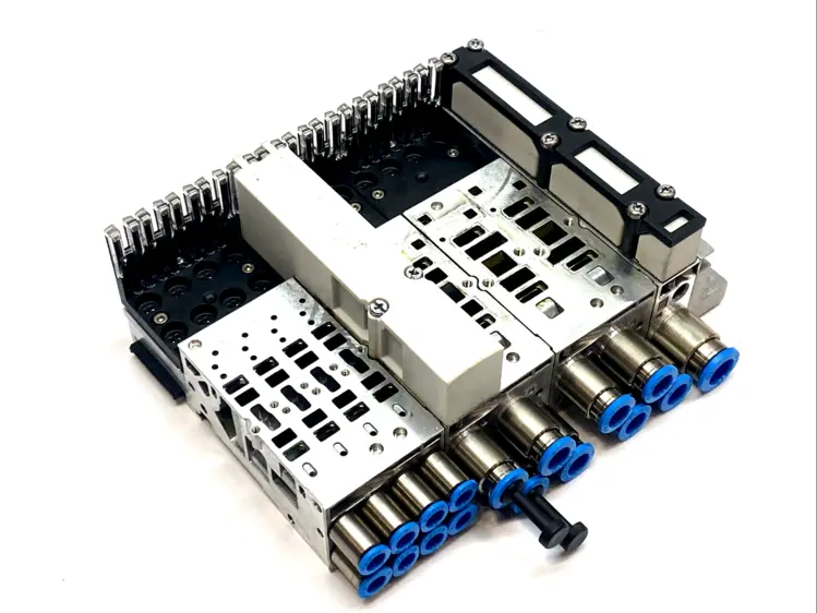 Used FESTO ELECTRONICS MODULE W/ 530411 MANIFOLD 533353 Parts (Hydraulics and Pneumatics) | Maverick Industrial Sales #1099749
