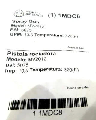 NEW NORTH AMERICA 1MDC8 SPRAY GUN MV2012