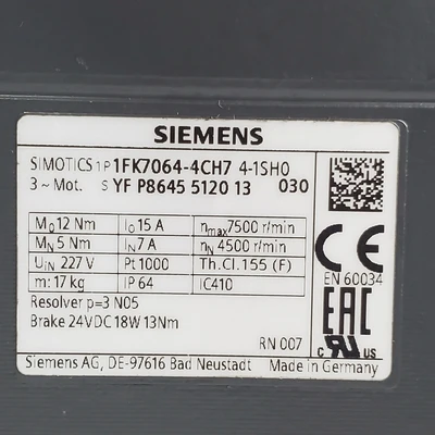 SIEMENS 1FK7064-4CH7 4-1SH0 Servo Motors | American Industrial Supply Co. (4)