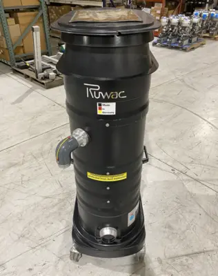 USED RUWAC CONTINUOUS DUTY INDUSTRIAL HEPA VACUUM 3HP 180CFM, QUIET OP.