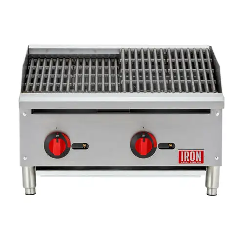 Iron Range IRRB-24 Radiant Charbroiler, Natural Gas, Countertop, 24", (2) Stainless Steel Burners,