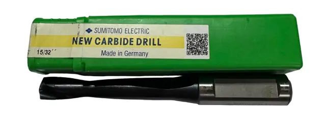Sumitomo 15/32" Brazed Carbide Drill Coolant Thru 140°