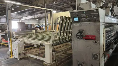66″ x 132″ Sunrise 4 Color Rotary Die Cutter with Slotting