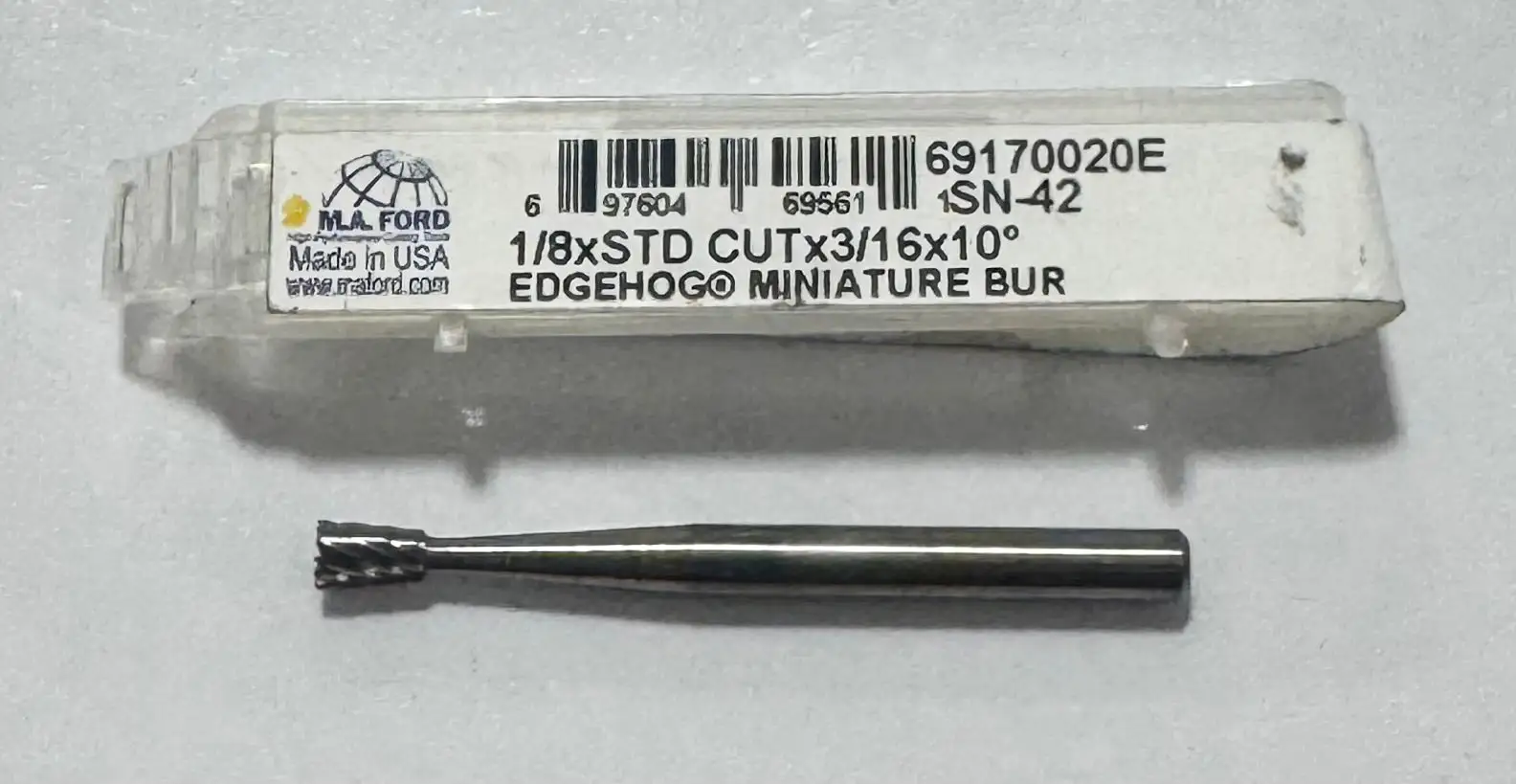M.A. Ford 1/8" Carbide Burr SN-42 Single Cut Inverted Cone USA Made