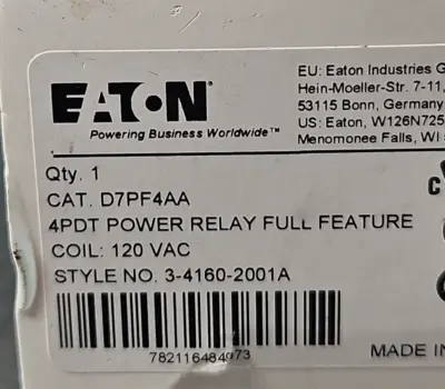 Eaton D7PF4AA Power Relay 120v-ac (BIN413)