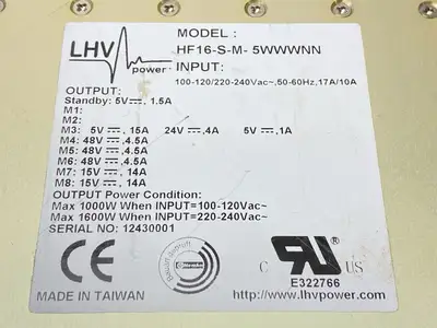 USED LHV POWER HIGH VOLTAGE POWER SUPPLY 1000W/1600W