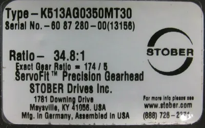 NEW STOBER K513AG0350MT30 GEAR REDUCER 34.8:1