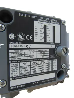 ALLEN BRADLEY 836T-T350JX7 PRESSURE CONTROLS 836TT350JX7 SER. A NEW, SURPLUS