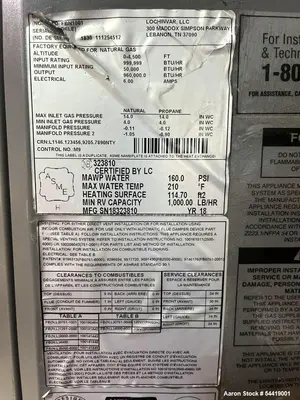 Used Lochinvar Crest FBN1001 Condensing Boiler – 1,000,000 BTU High-Efficiency Natural Gas Heating System
