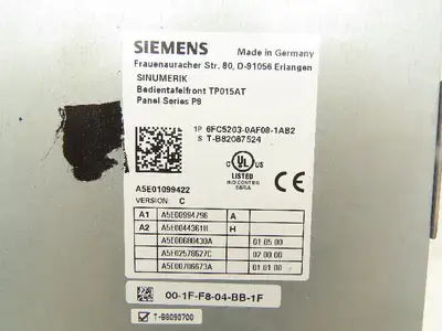 Siemens Simatic 6FC5203-0AF08 Operator Control Panel HMI 15" Screen