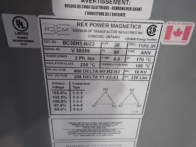 Used REX BC30H1B/Z3 Transformers Ohio US | HGR 24 #895316