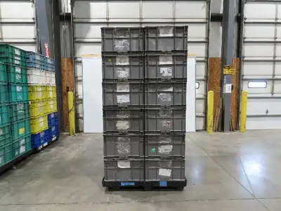 ORBIS Stakpak GRAY Stackable  Plastic Tote Container Bin 24x22x14" Lot of 24