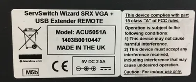 BLACKBOX ACU5051A SERVSWITCH REMOTE SRX VGA+ USB EXTENDER 3D-5