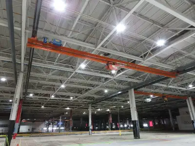 Cleveland Tramrail P&H 2 Ton Single Girder Underhung Bridge Crane 45' 10" Span
