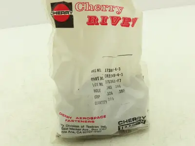 Cherry Rivet CR2249-4-3 Aircraft Grip Rivets .143-.146"  Lot of 100pcs