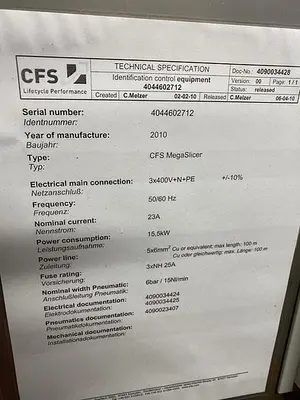 GEA-CFS Slicing Line