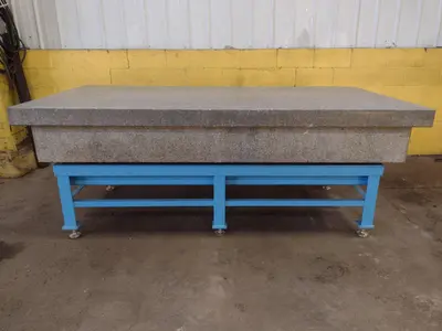 8' X 4' X 14" CHALLENGE PRECISION LAYOUT INSPECTION GRANITE TABLE W/ EDGE LEDGES: STOCK #23812