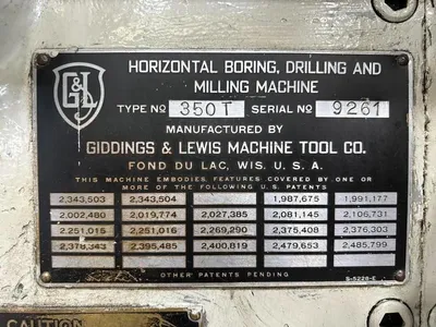 USED GIDDINGS & LEWIS 350-T