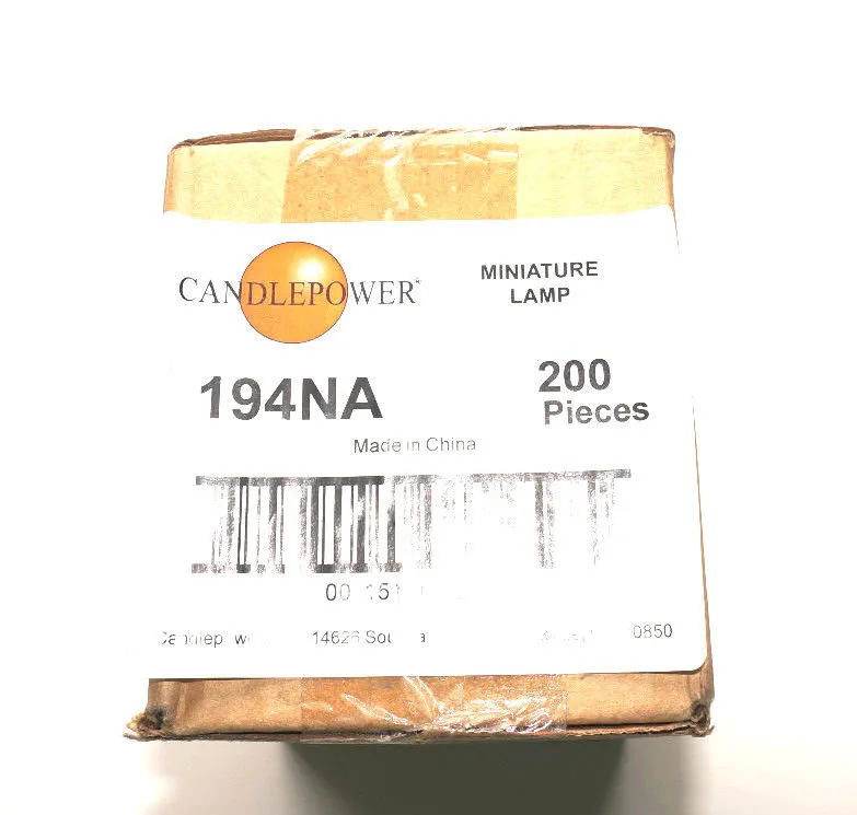 BOX OF 200 NEW CANDLEPOWER 194NA MINATURE LAMP