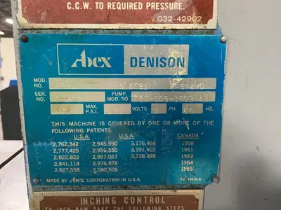 Used ABEX DENISON MULTIPRESS IP65L 6364FS1 959470 Single Station Punches Ohio US | HGR 24 #1572347
