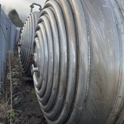 11,500L Stainless Steel JKTD 1/2 Coil / Limpet Coiled Reactor Body