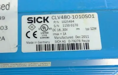 Sick Optic CLV480-1010S01 Sensor Scanner, (1025494) 18-30VDC 5C-7