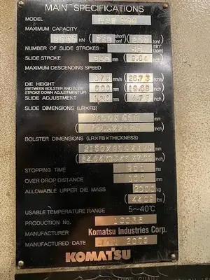 2009 KOMATSU H2W200 Straight Side Double Crank Press | Universal Press & Machinery (UPM) (11)