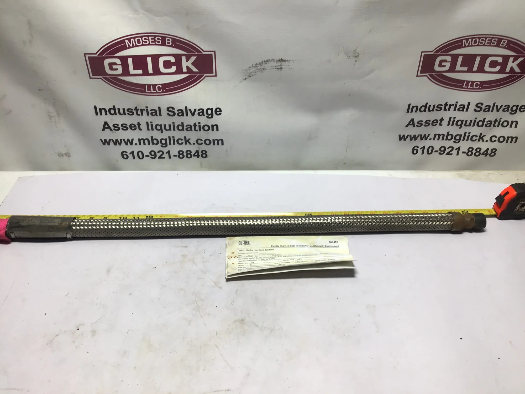 Branham Corp Stainless Steel Braided Flexible Chemical Metal Hose 3/4 x 36