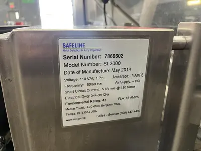 USED 2014 SAFELINE METAL DETECTION SYSTEM SL2000