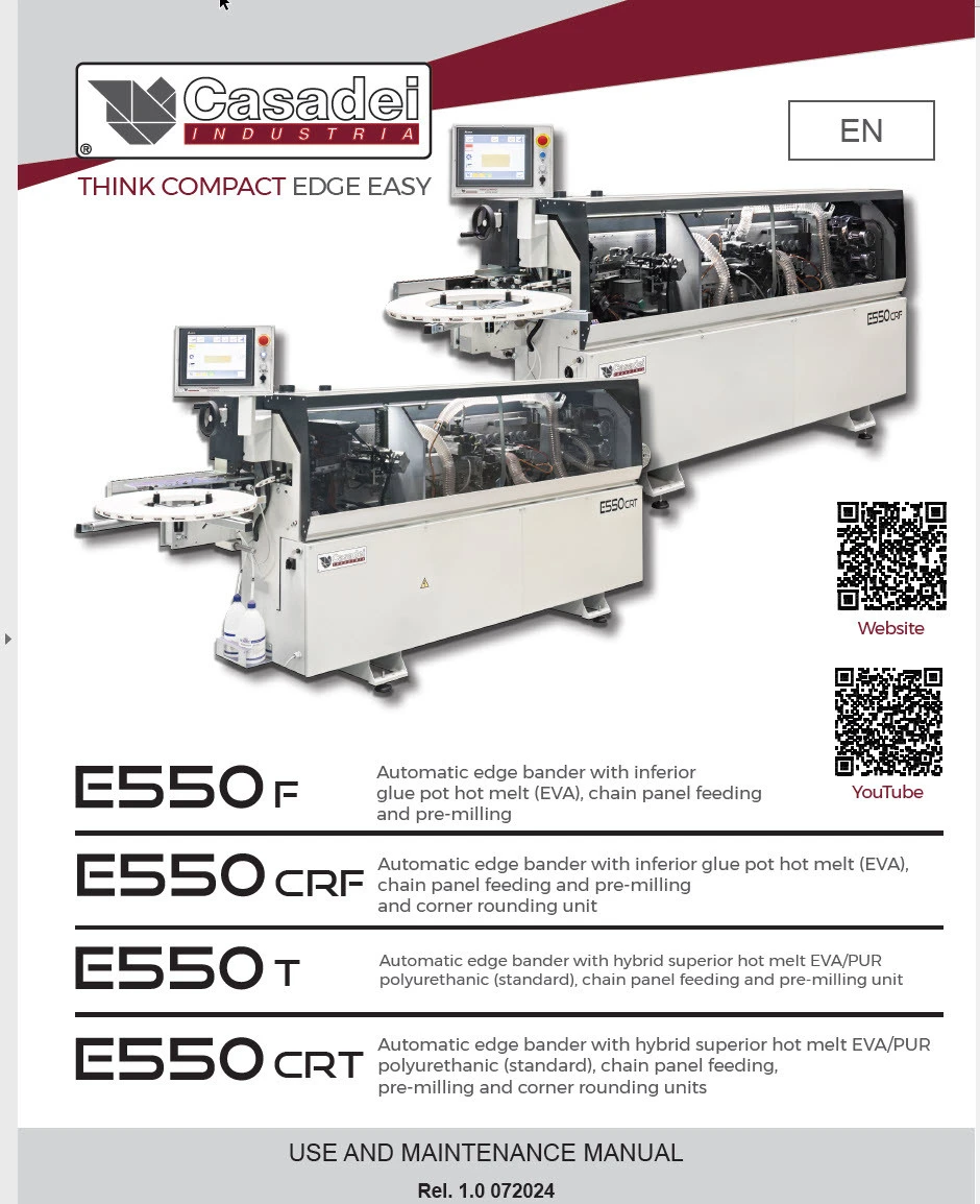 Casadei E550 CRT / CRF  Edgebander Operator's Manual (PDF Download)