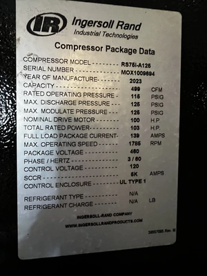2023 INGERSOLL RAND HP100 Rotary Screw & Sliding Vane Air Compressors | The Right Machinery (5)
