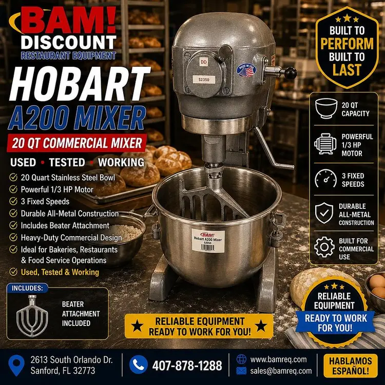 Used HOBART A-200 Planetary Mixers Florida US | BAM Discount Restaurant Equipment #1263823