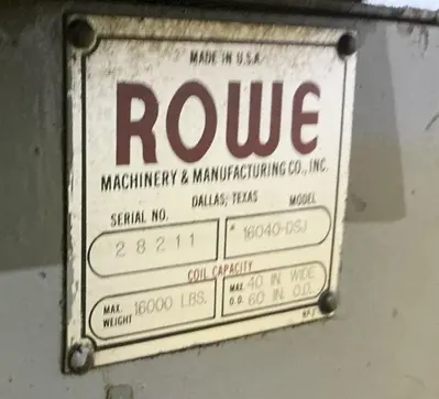 ROWE 16040-DSJ MOTORIZED UNCOILER (14634) UNCOILERS | Machinery International LLC (2)