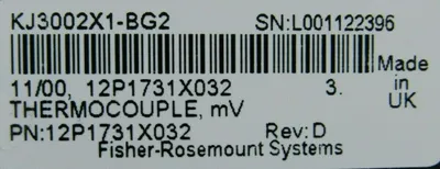 USED FISHER ROSEMOUNT DELTA V 12P1731X032 THERMOCOUPLE KJ3002X1-BG2 REV D