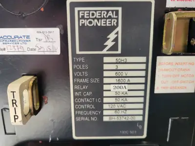 Used FEDERAL PIONEER 50H3 Switchgears British Columbia CA | Lenmark #1427012