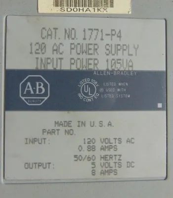 Allen Bradley 1771-P4 PLC-5 Power Supply Module Used