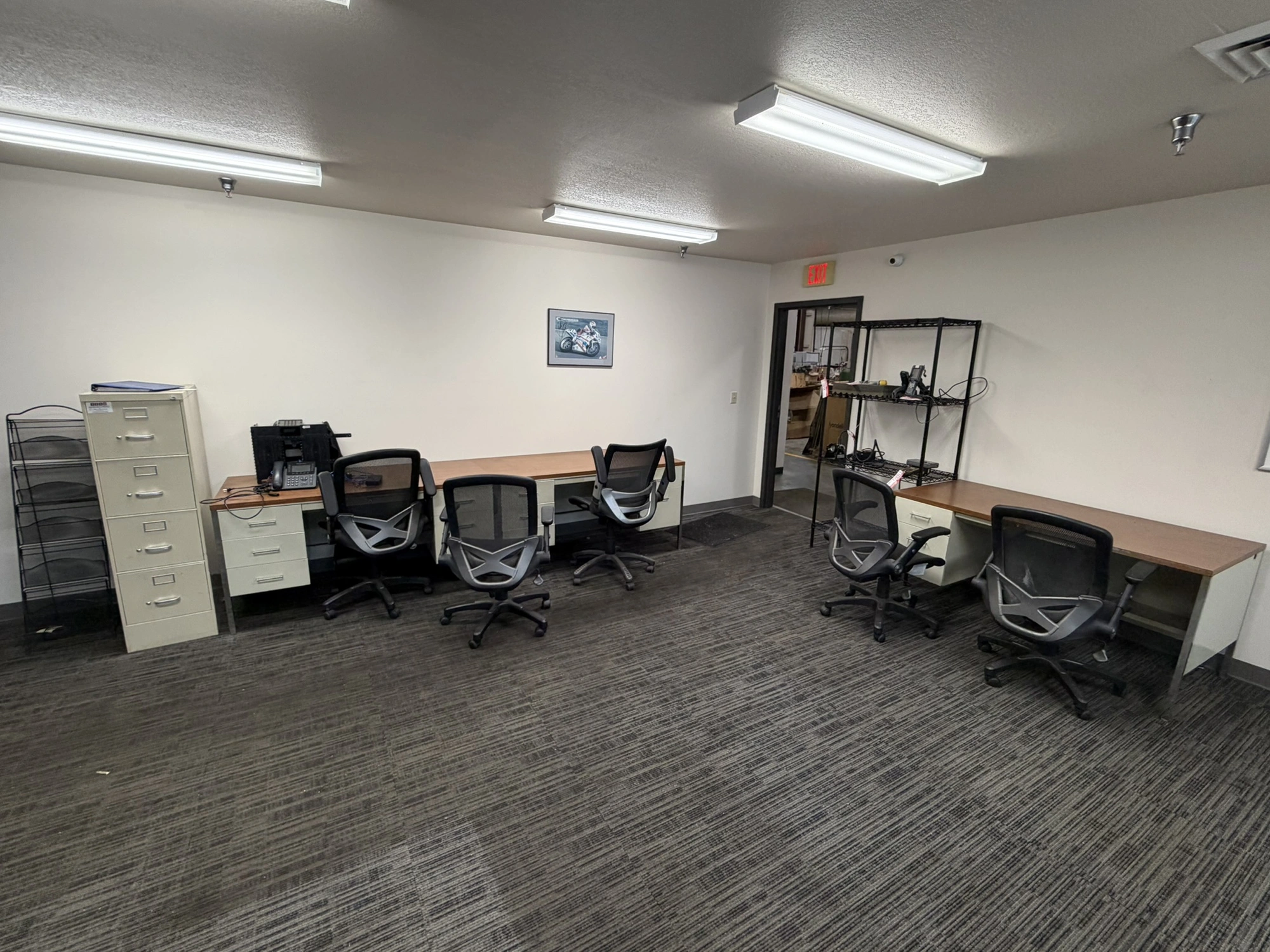 Lot including (1) 60" width x 29" height x 30" depth steel framed desk with 2 drawers (1 is a file d...