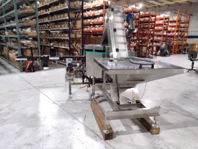 Used Shibuya Hoppmann Centrifugal Vial Feed System & Pre-Feed Elevator Bottle Feed Hopper Elevator Michigan US | Maverick Industrial Sales #1390580