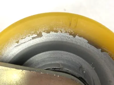 USED BLICKLE HEAVY DUTY WELDED STEEL FIXED CASTER 125MM WHEEL DIA. X 50MM WIDE