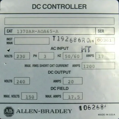 USED ALLEN BRADLEY 1370AR-AOA65-A DRIVE 1370ARAOA65A