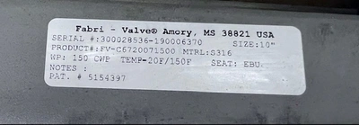 10" Fabri-Valve Stainless Steel Knife Gate Valve, Air Operated