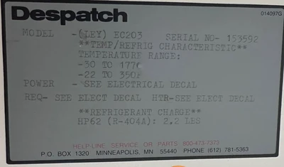 DESPATCH (LEY) EC203 -22 - 350F TEMPERATURE C