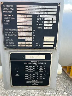 Used 272 Sq Ft Heat Exchanger, Duplex 2205 Tubes, 316L Shell, High Temp 430°F