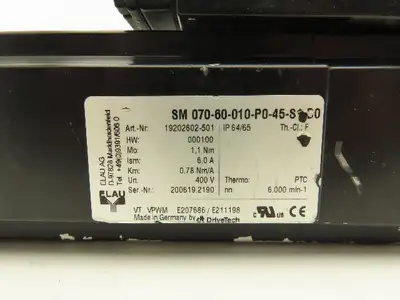 Elau SM 070-60-010-P0-45-S1-B0 AC Servo Motor 600rpm 400V