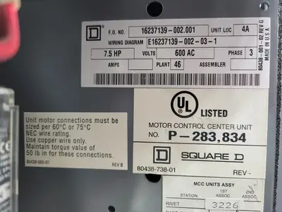 USED SQUARE D MODEL 6