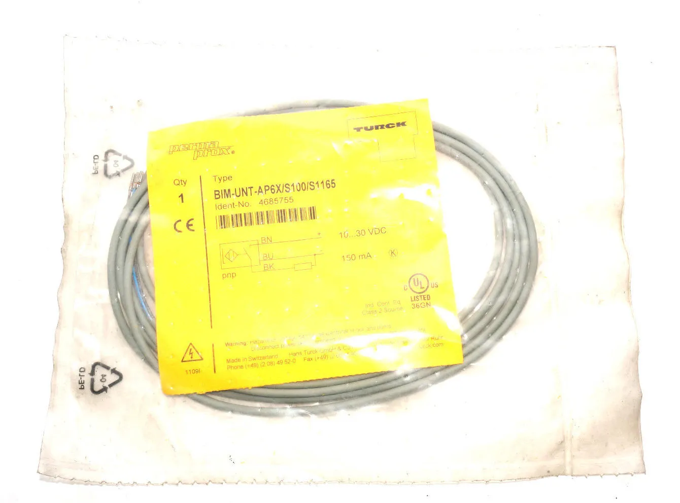 NEW TURCK BIM-UNT-AP6X/S100/S1165 SENSOR 4685755 BIMUNTAP6XS100S1165