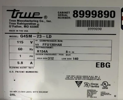 17-0111 True G4SM-23-LD 28” Self Service Self Contained Bakery Cooler Case
