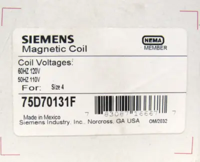 NEW SIEMENS 75D70131F MAGNETIC COIL